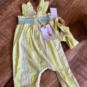 Jessica Simpson Coverall with Matching Headband 6-9 months MSRP $30